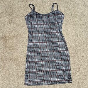 Gray and Black Sheath Mini Dress with Spaghetti Straps